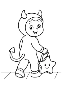 Piccolo diavoletto con borsa a stella disegno da colorare PDF gratis