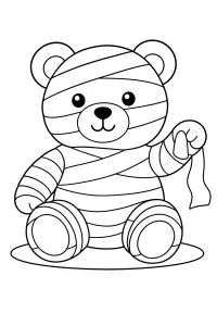 Halloween Mumien-Teddybär malvorlage kostenlos PDF