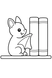 Bat with Books Coloring Page coloring page free PDF