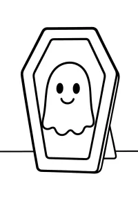 Cornice a forma di bara con fantasma disegno da colorare PDF gratis
