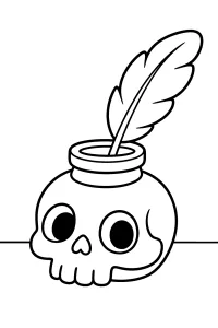 Boccetta d'inchiostro a forma di teschio disegno da colorare PDF gratis