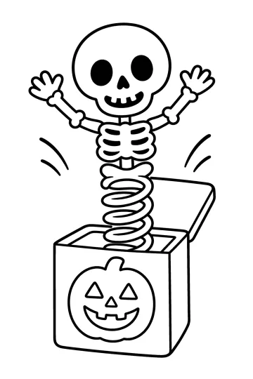 Squelette surprise dans sa boîte d'Halloween