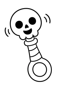 Halloween-Rassel mit lächelndem Totenkopf