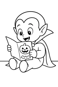 Vampire avec invitation d'Halloween dessin à colorier PDF gratuit