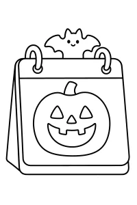 Calendario di Halloween con zucca e pipistrello disegno da colorare PDF gratis