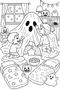 Halloween-logeerpartij in een spooktent