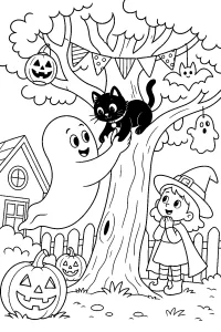 Geist rettet eine Katze vom Baum malvorlage kostenlos PDF