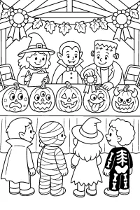 Halloween pompoenwedstrijd kleurplaat gratis PDF