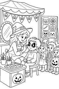 Halloween schminken voor kinderen kleurplaat gratis PDF