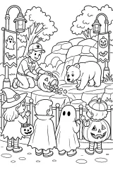 Orso allo zoo nella sera di Halloween disegno da colorare PDF gratis