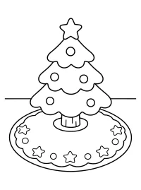 Kerstboomkleed met sterren kleurplaat gratis PDF