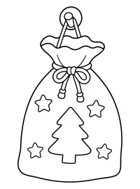 Christmas Bag with Tree and Stars coloring page free PDF