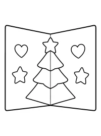 Biglietto pop-up con albero di Natale disegno da colorare PDF gratis