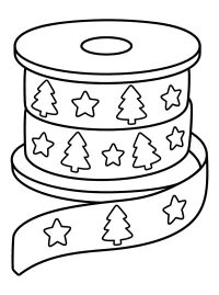 Bobine de ruban de Noël avec étoiles et sapins dessin à colorier PDF gratuit