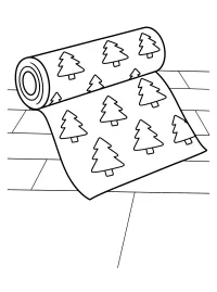 Geschenkpapierrolle mit Tannenbäumen malvorlage kostenlos PDF