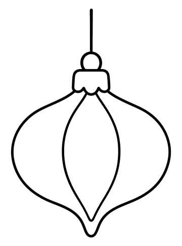 Coloriage d'une boule de Noël en forme d'oignon avec anneau et pointe en bas