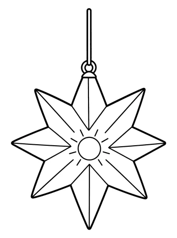 Estrella de Navidad colgante con puntas decorativas, círculo central y pequeños rayos