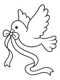 Colomba natalizia con fiocco e nastro disegno da colorare PDF gratis