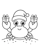 Granchio di Natale con regali disegno da colorare PDF gratis