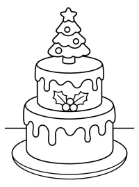 Torta natalizia a due piani con albero disegno da colorare PDF gratis