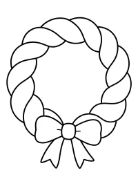 Braided Christmas Wreath with Bow coloring page free PDF