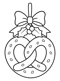 Brezel natalizio con fiocco e agrifoglio disegno da colorare PDF gratis