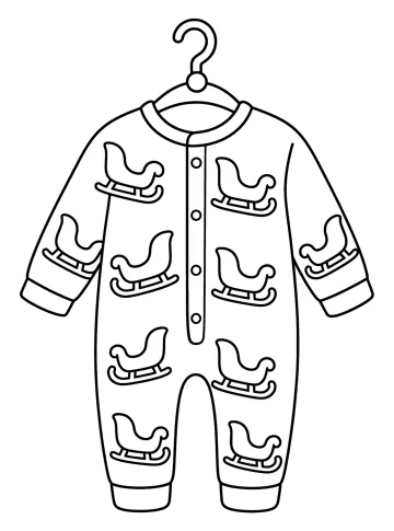 Pyjama de Noël pour bébé avec traîneaux suspendu à un cintre