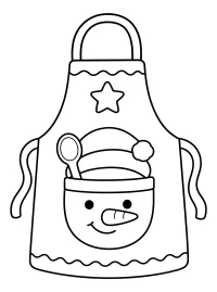 Avental de Natal com bolso de boneco de neve desenho para colorir PDF grátis