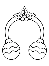 Cache-oreilles de Noël avec boules et houx dessin à colorier PDF gratuit