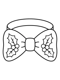 Christmas bow tie with holly coloring page free PDF