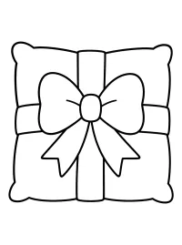 Almofada de presente de Natal com laço desenho para colorir PDF grátis