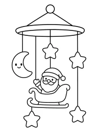 Weihnachtsmobile mit Weihnachtsmann und Sternen malvorlage kostenlos PDF