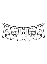 Bandierine natalizie con abeti e stelle di Natale disegno da colorare PDF gratis
