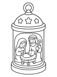 Weihnachtslaterne mit Krippenszene