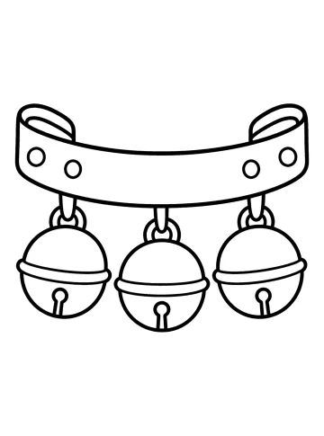 Coloriage représentant une ceinture courbée avec trois grands grelots suspendus