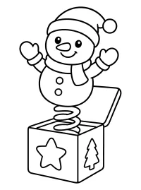 Bonhomme de neige dans une boîte à ressort dessin à colorier PDF gratuit