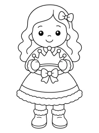 Bambola festiva con corona disegno da colorare PDF gratis