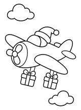Aeroplano con pacchi regalo disegno da colorare PDF gratis