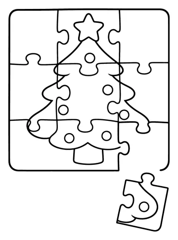 Puzzle représentant un sapin de Noël avec une pièce séparée