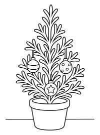 Alberello di Natale in vaso con palline disegno da colorare PDF gratis
