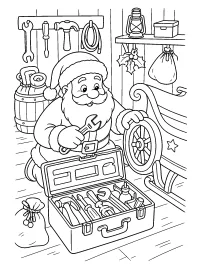Babbo Natale con cassetta degli attrezzi disegno da colorare PDF gratis