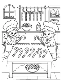 Bambini preparano bastoncini di zucchero disegno da colorare PDF gratis