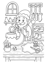 Duende zapatero con zapato curvado dibujo para colorear PDF gratis