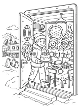 Natale nella stazione antartica disegno da colorare PDF gratis