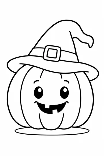 Abóbora de Halloween com chapéu de bruxa desenho para colorir PDF grátis