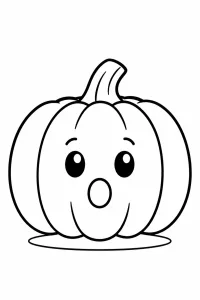 Abóbora kawaii de Halloween surpresa desenho para colorir PDF grátis