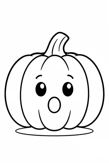 Calabaza kawaii de Halloween sorprendida dibujo para colorear PDF gratis