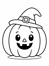 Zucca streghetta con cappello e sorriso a due denti disegno da colorare PDF gratis