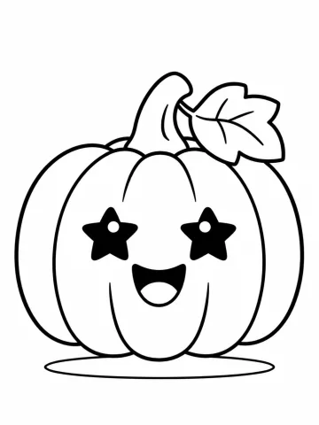 Zucca Halloween con occhi a stella e foglia disegno da colorare PDF gratis